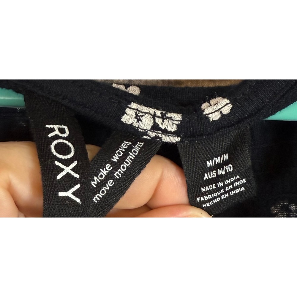 Roxy Floral Print Long‎ Sleeve Lace-Up Crop Top Blouse Medium - Picture 4 of 4